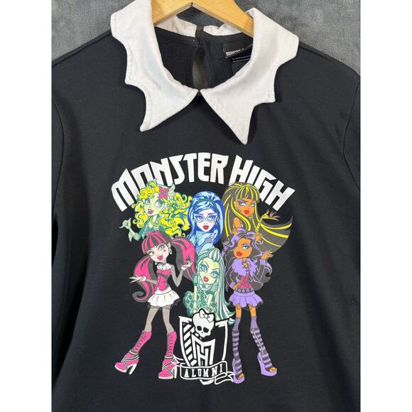 Hot Topic x Monster High Squad Collared Women’s Sweatshirt Medium Sold Out Black - Picture 7 of 9
